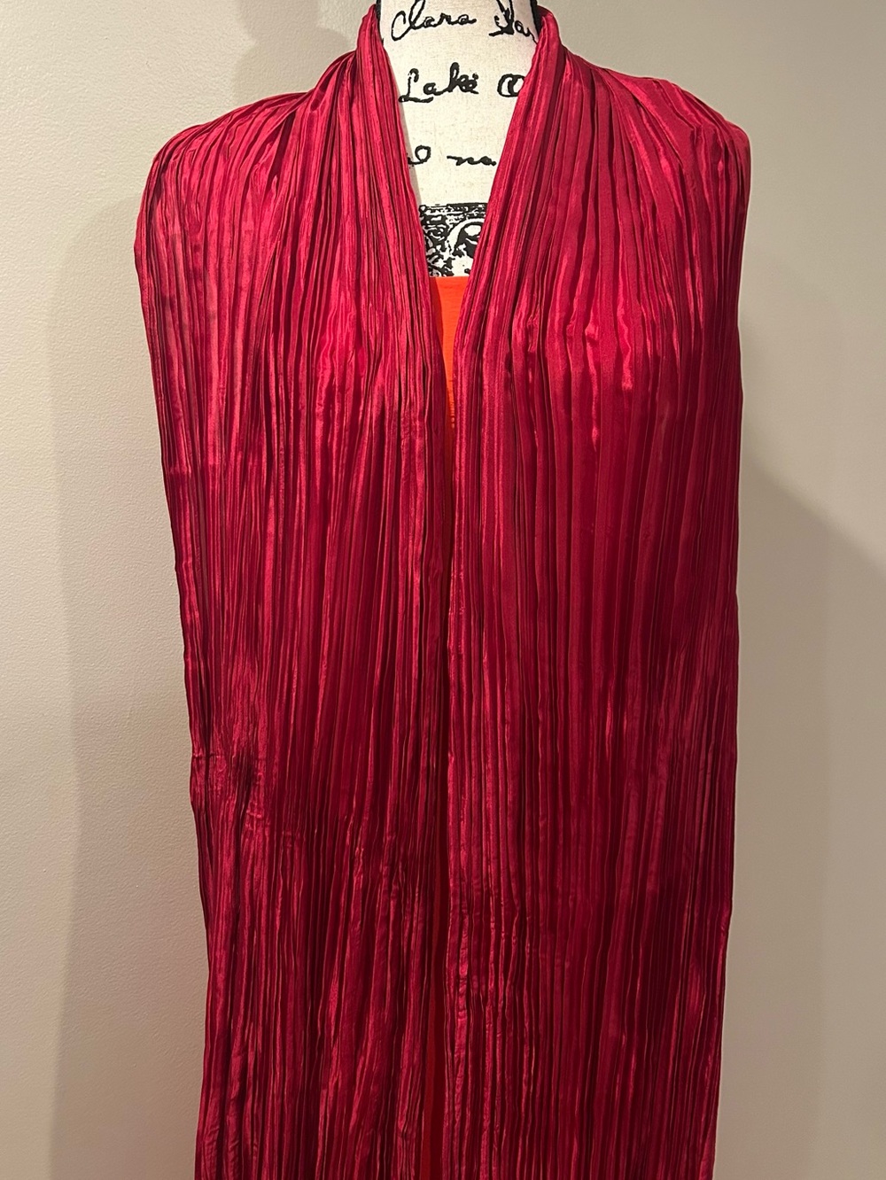 Eileen Fisher Crinkled Whisper Organic Silk Scarf Ruby